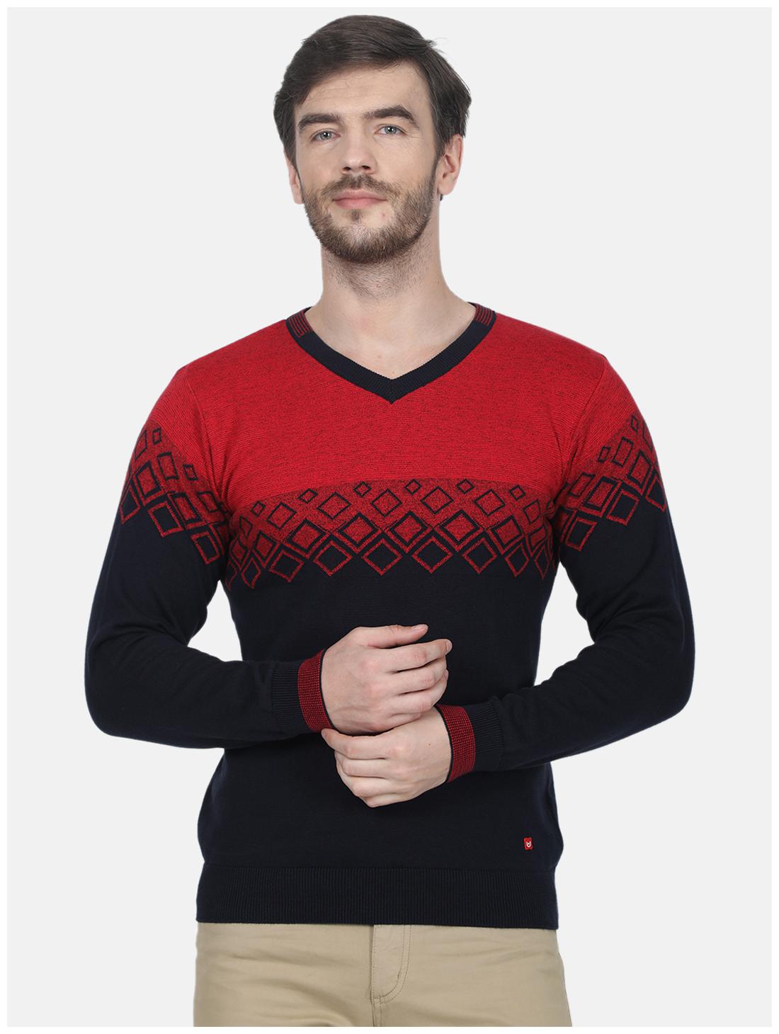 

Monte Carlo Men Red Black V neck Pullover