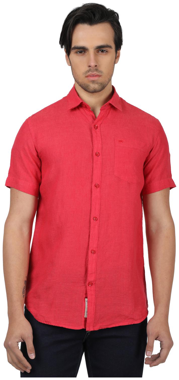 

Monte Carlo Men Red Solid Regular Fit Casual Shirt