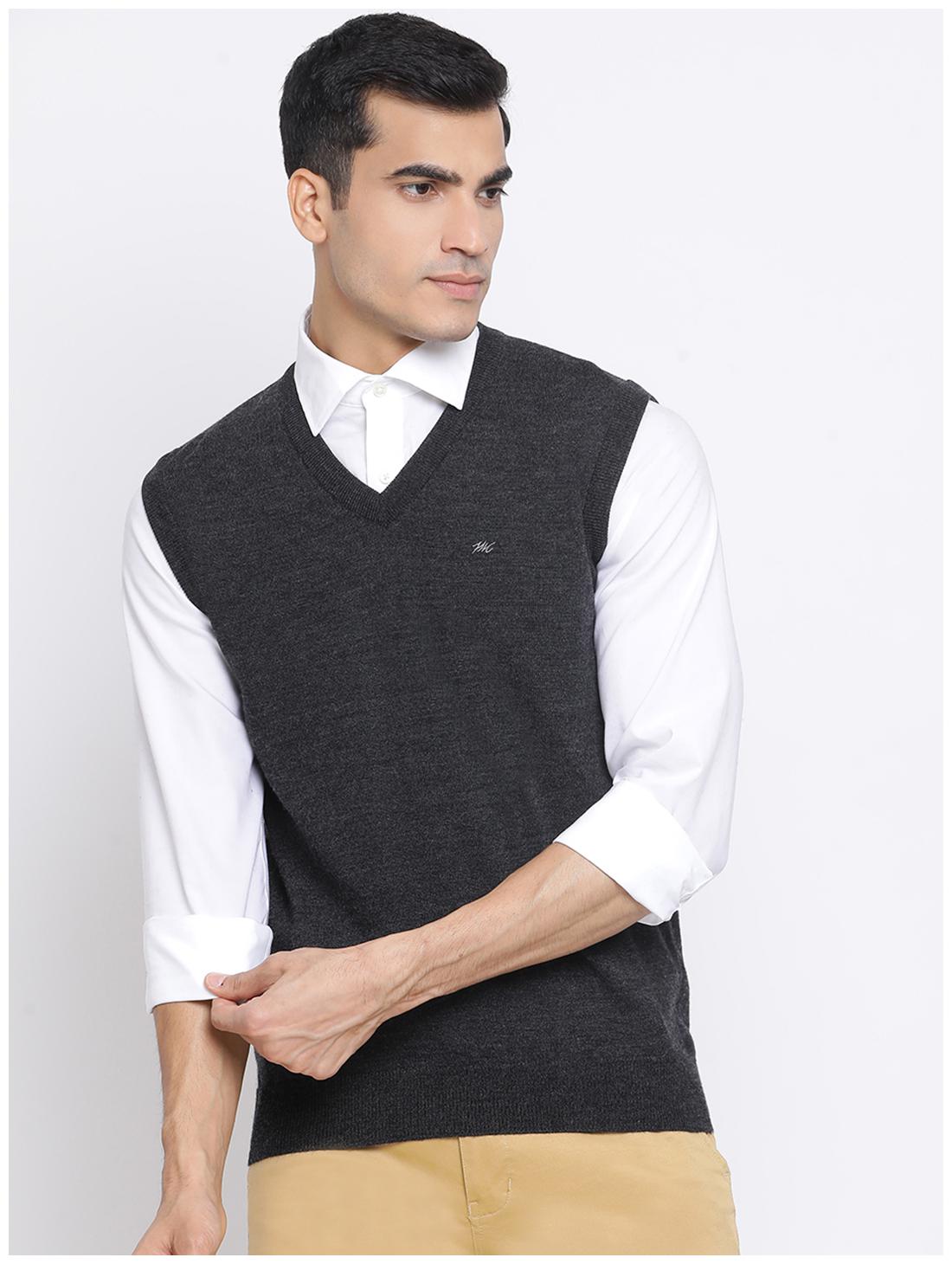 

Monte Carlo Men Grey V neck Front-open sweater
