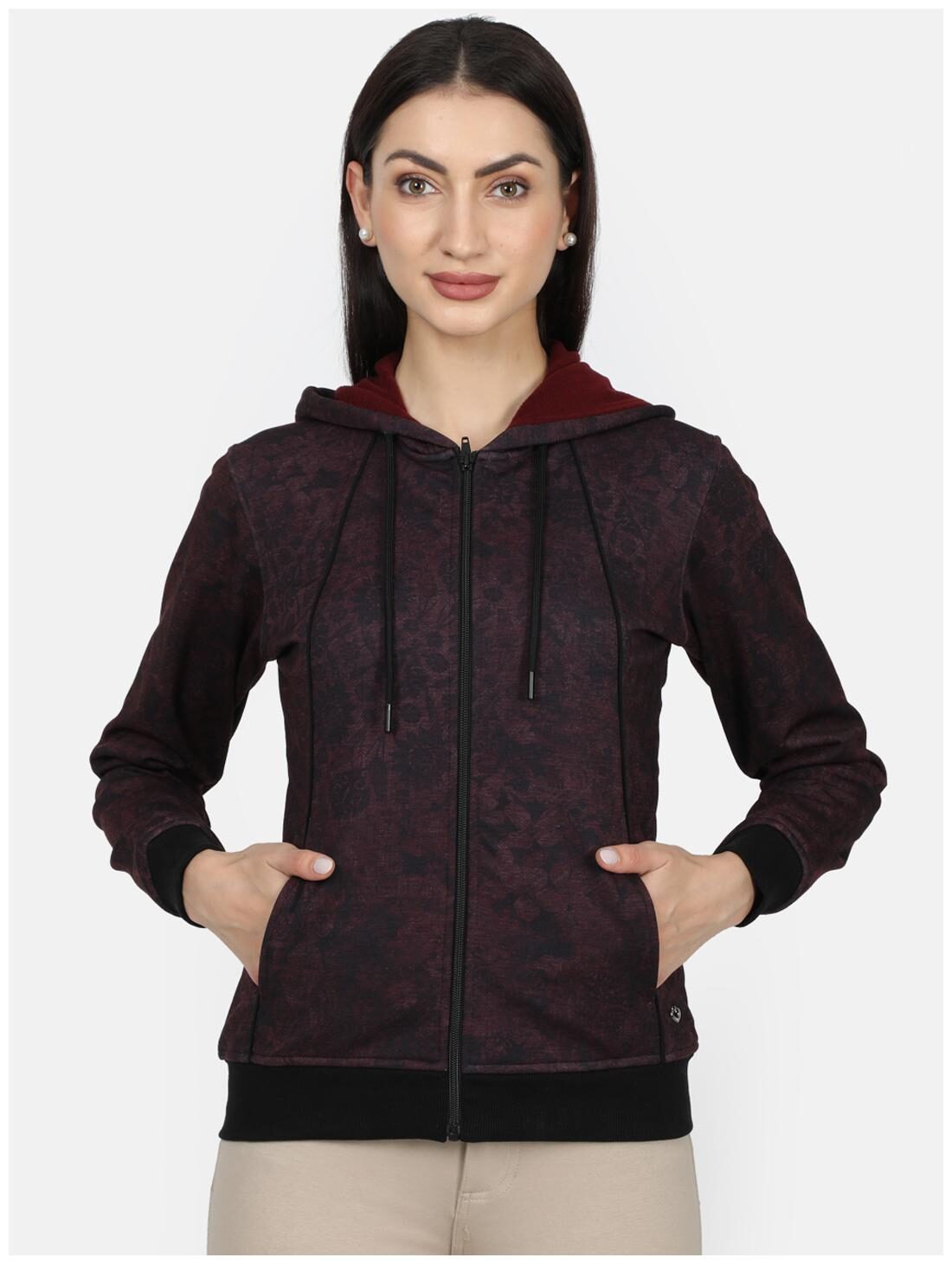 

Monte Carlo Women Printed Sweatshirt - Maroon