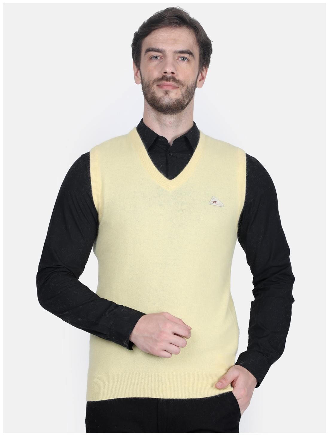 

Monte Carlo Men Yellow V neck Longline sweater
