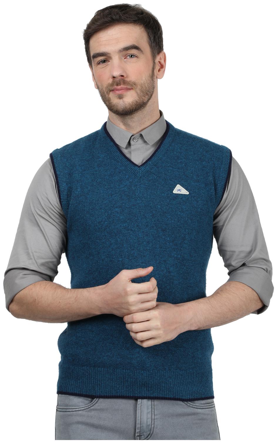 

Monte Carlo Men Blue V neck Front-open sweater