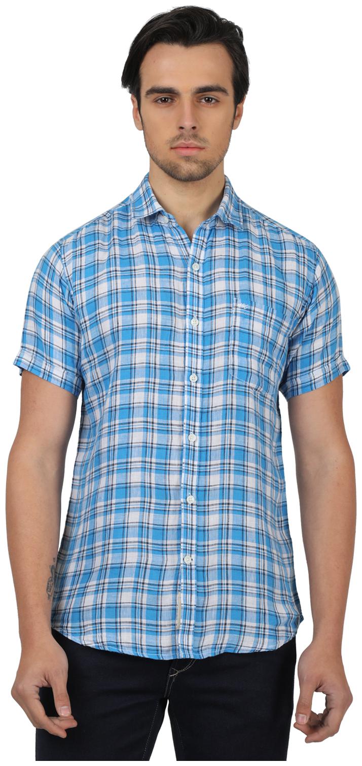 

Monte Carlo Men Blue Checked Regular Fit Casual Shirt