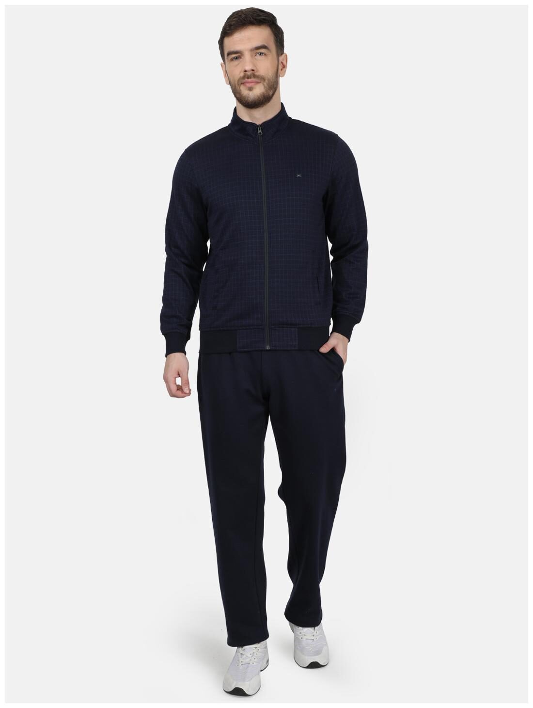 

Monte Carlo Navy Blue Checked Cotton Blend Sweatshirts