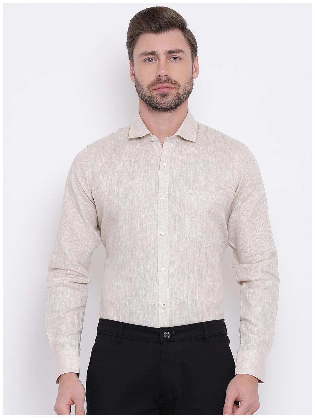 

Monte Carlo Men Beige Solid Regular Fit Casual Shirt