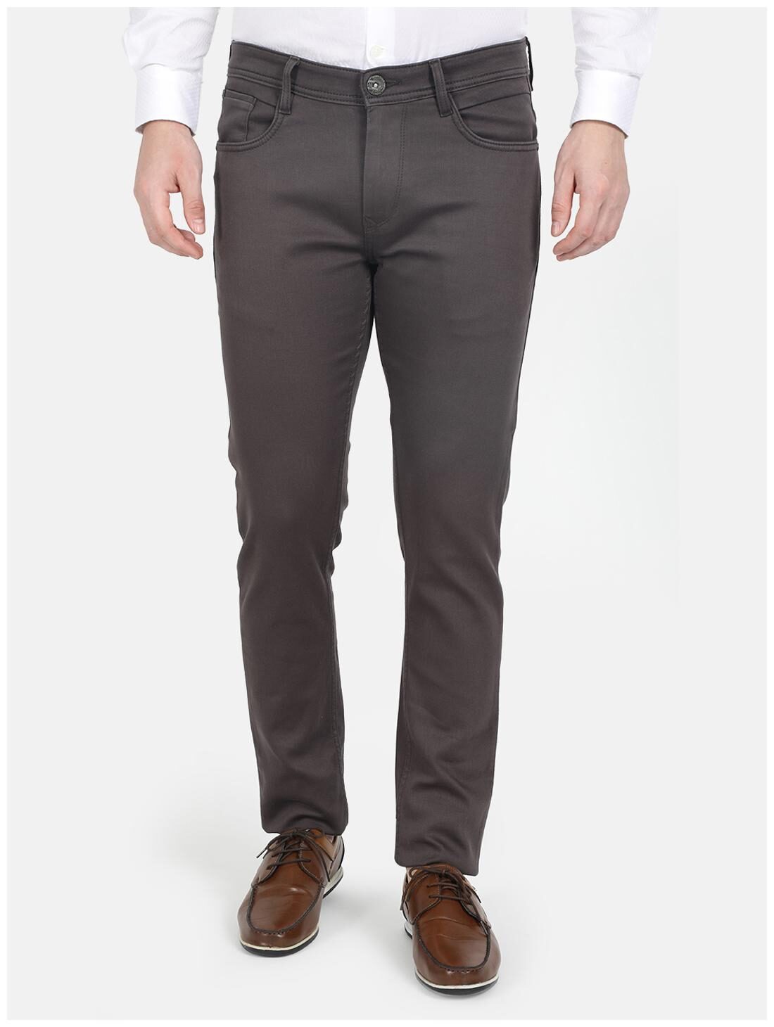 

Monte Carlo Men Grey Solid Slim fit Regular trousers