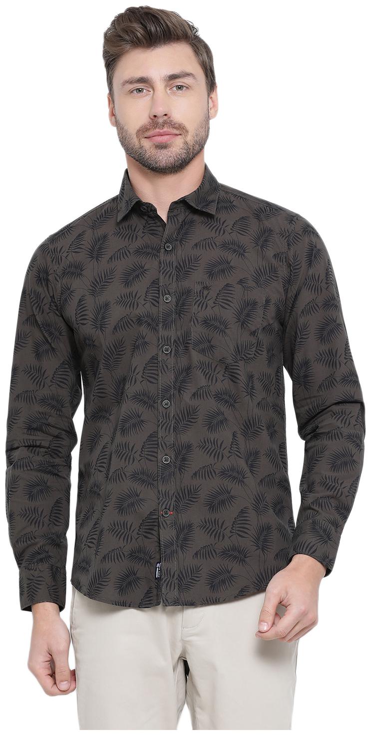 

Monte Carlo Men Green Printed Regular Fit Casual Shirt