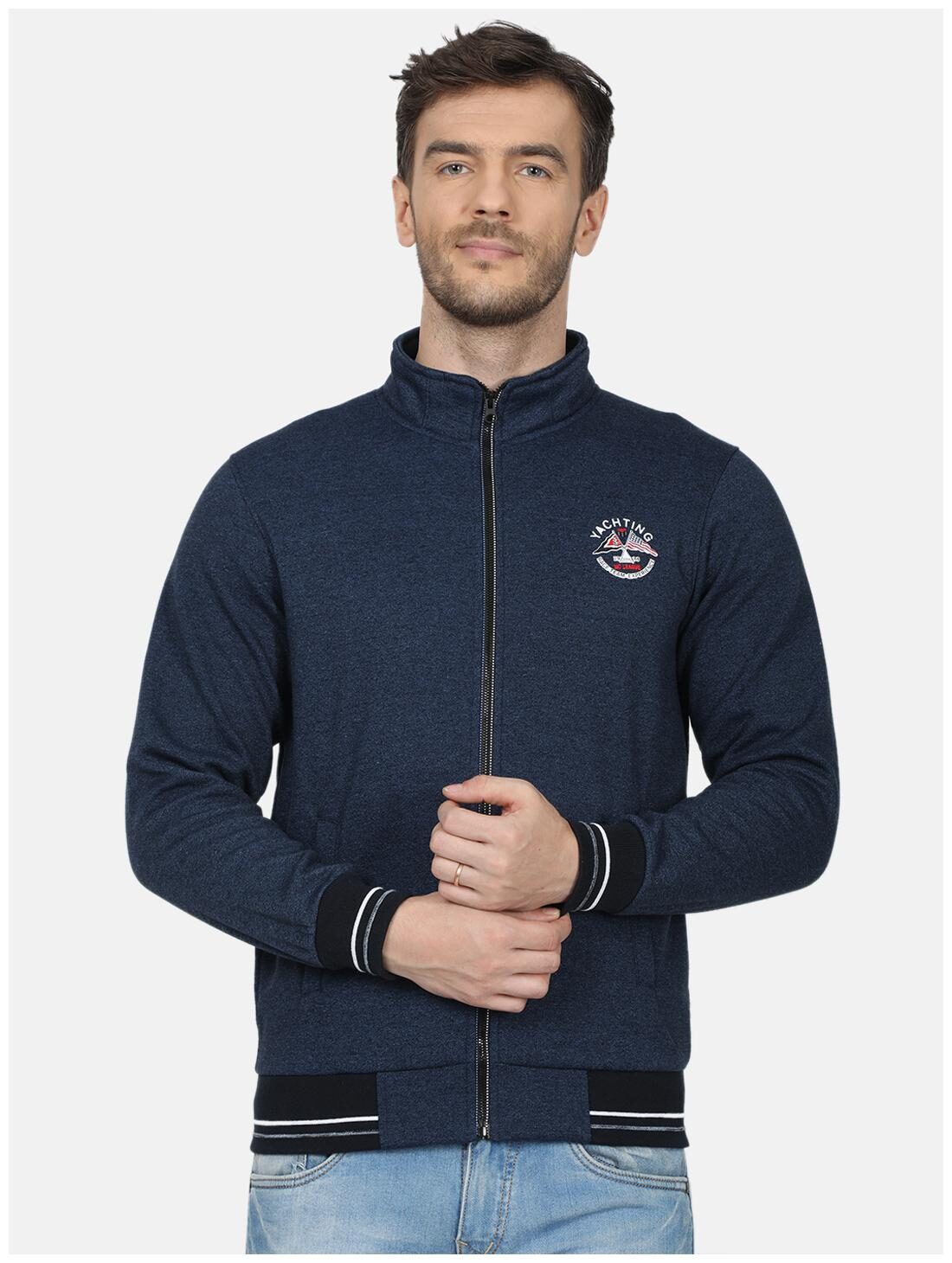 

Monte Carlo Mens Blue Solid Cotton Blend Sweatshirt