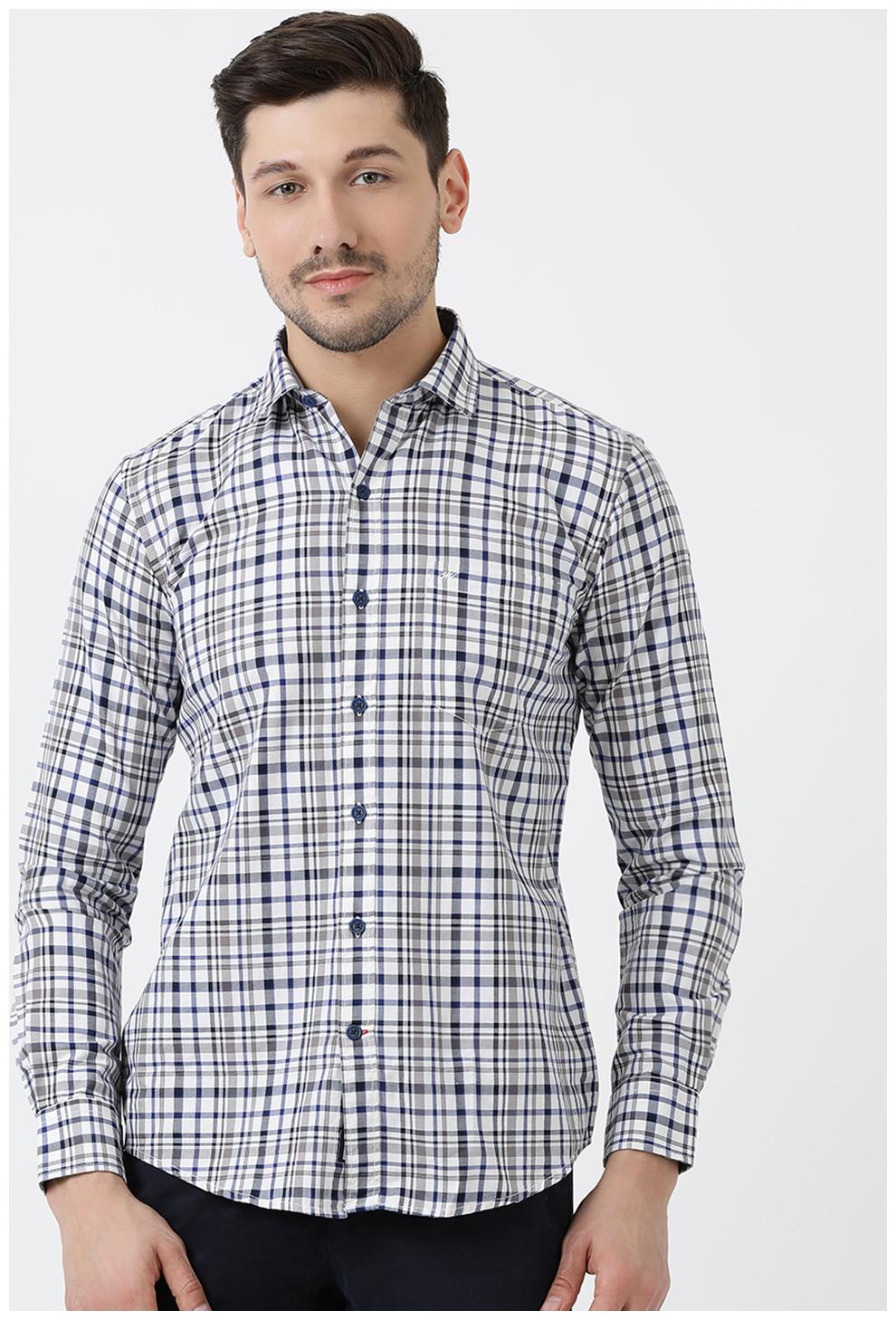 

Monte Carlo Men White Checked Regular Fit Casual Shirt