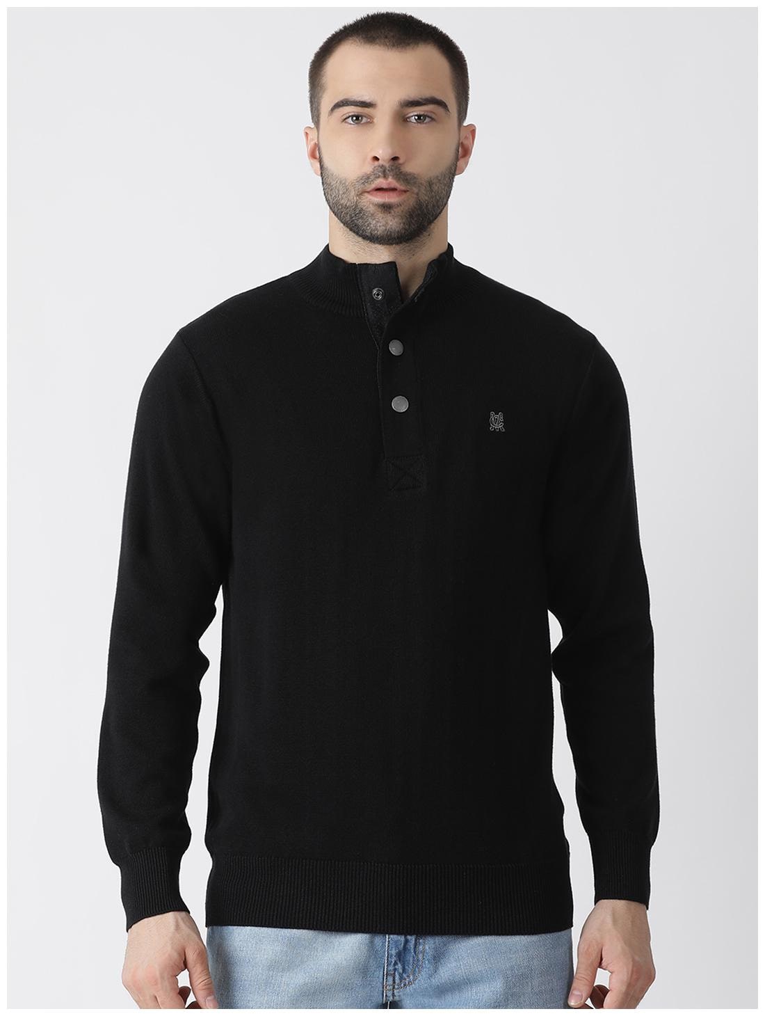 

Monte Carlo Men Cotton Solid Black Pullover