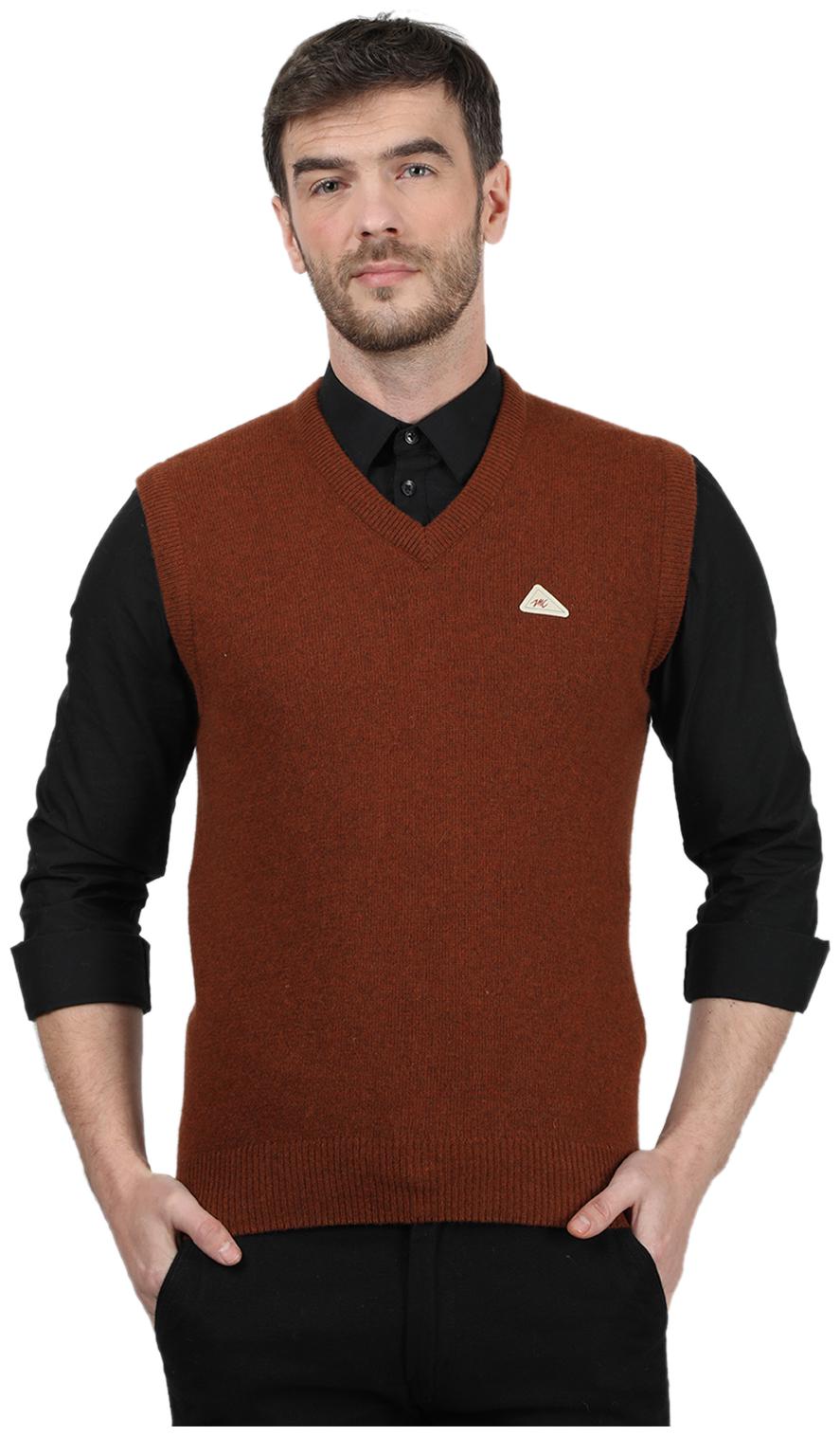

Monte Carlo Men Brown V neck Front-open sweater