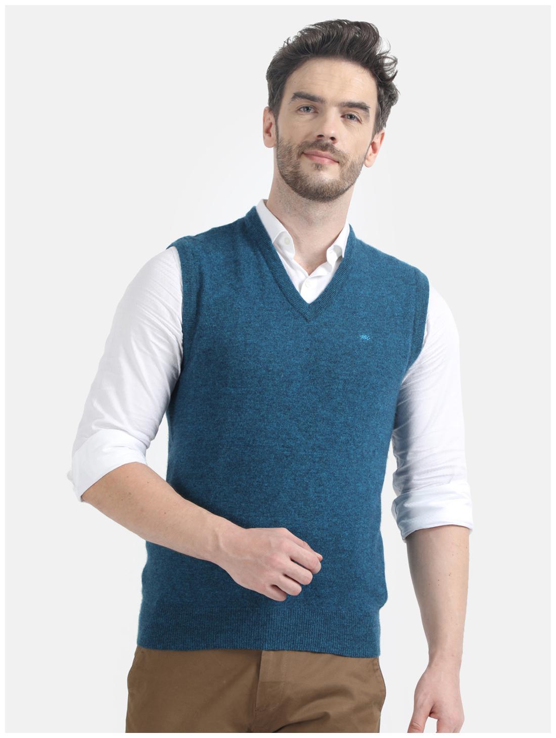 

Monte Carlo Men Blue V neck Longline sweater