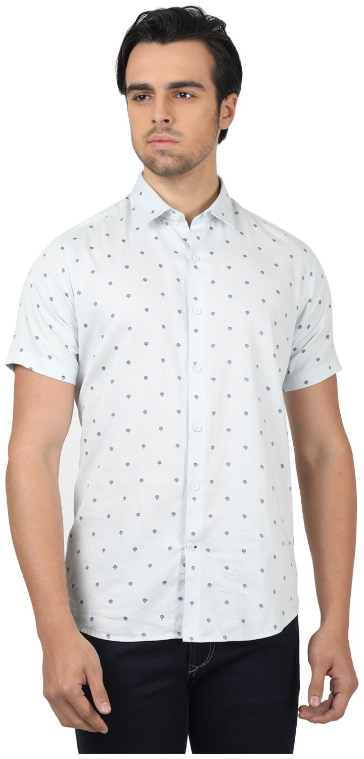 

Monte Carlo Men Blue Printed Regular Fit Casual Shirt