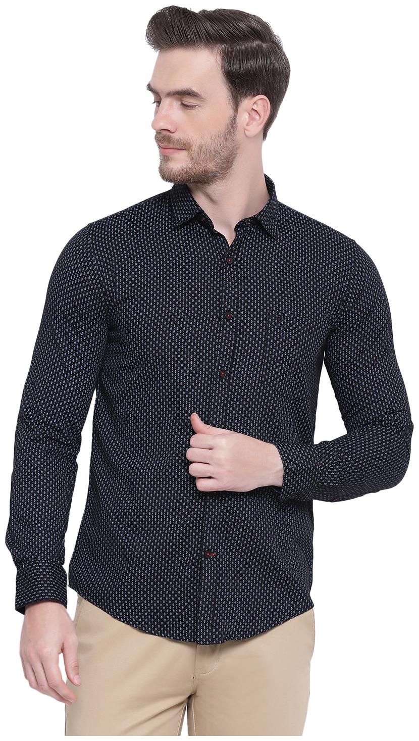 

Monte Carlo Men Black Printed Slim Fit Casual Shirt
