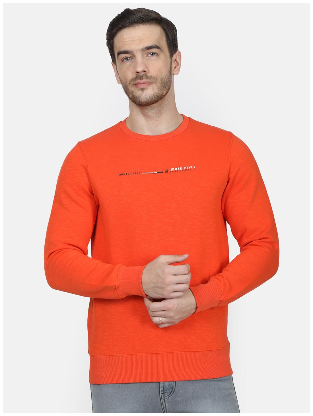 

Monte Carlo Men Orange Round neck Sweatshirt