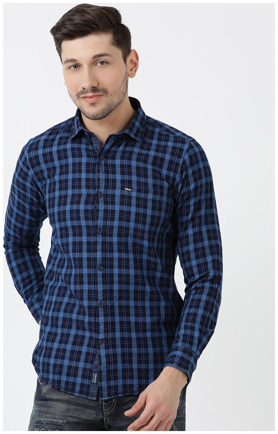 

Monte Carlo Men Blue Checked Regular Fit Casual Shirt