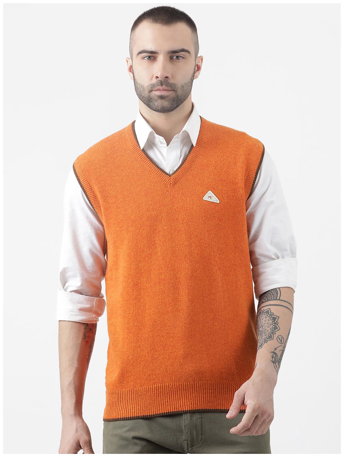 

Monte Carlo Men Orange V neck Longline sweater