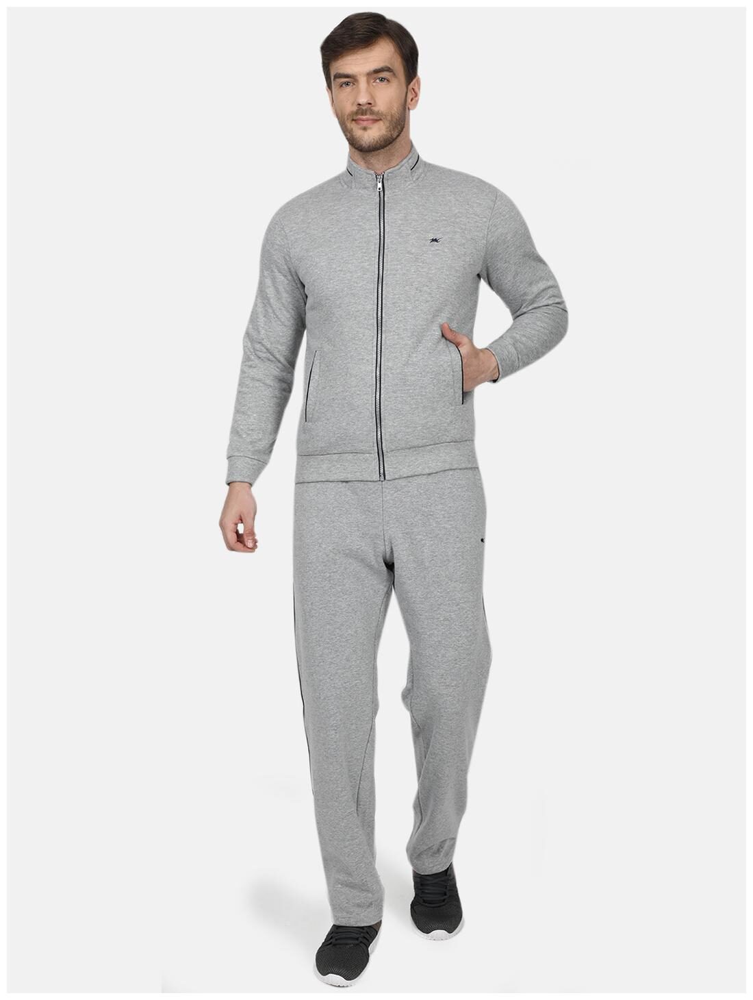 

Monte Carlo Men Grey Solid Regular Fit Hooded Track Suit