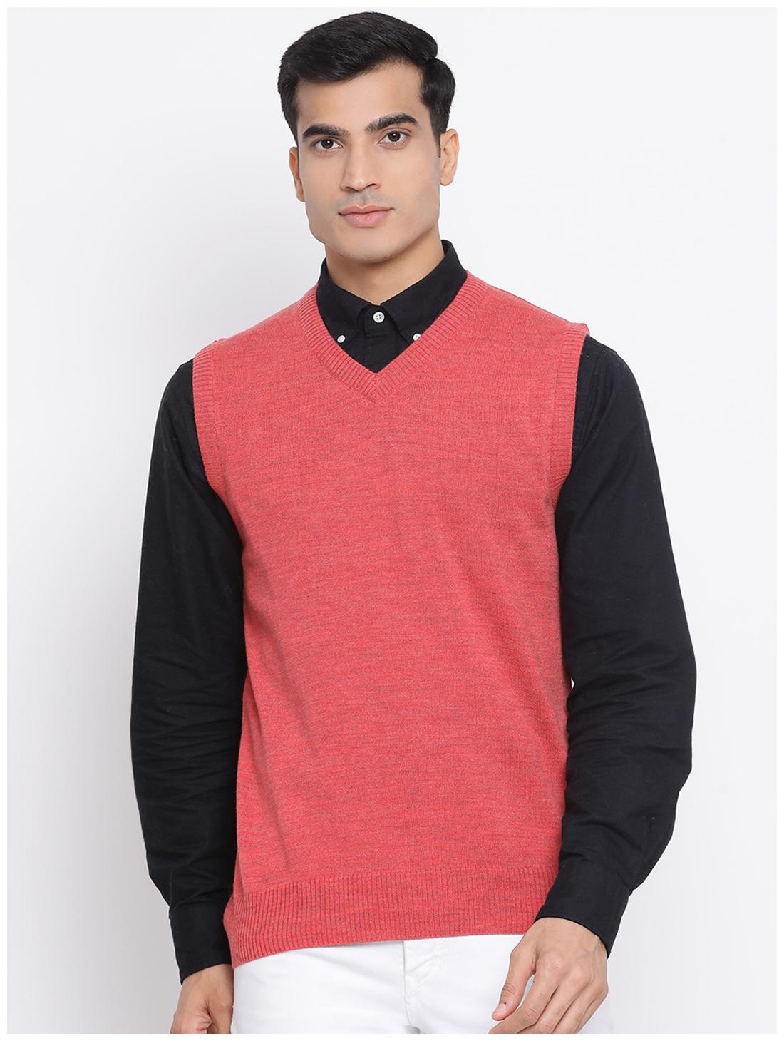 

Monte Carlo Men Red V neck Front-open sweater