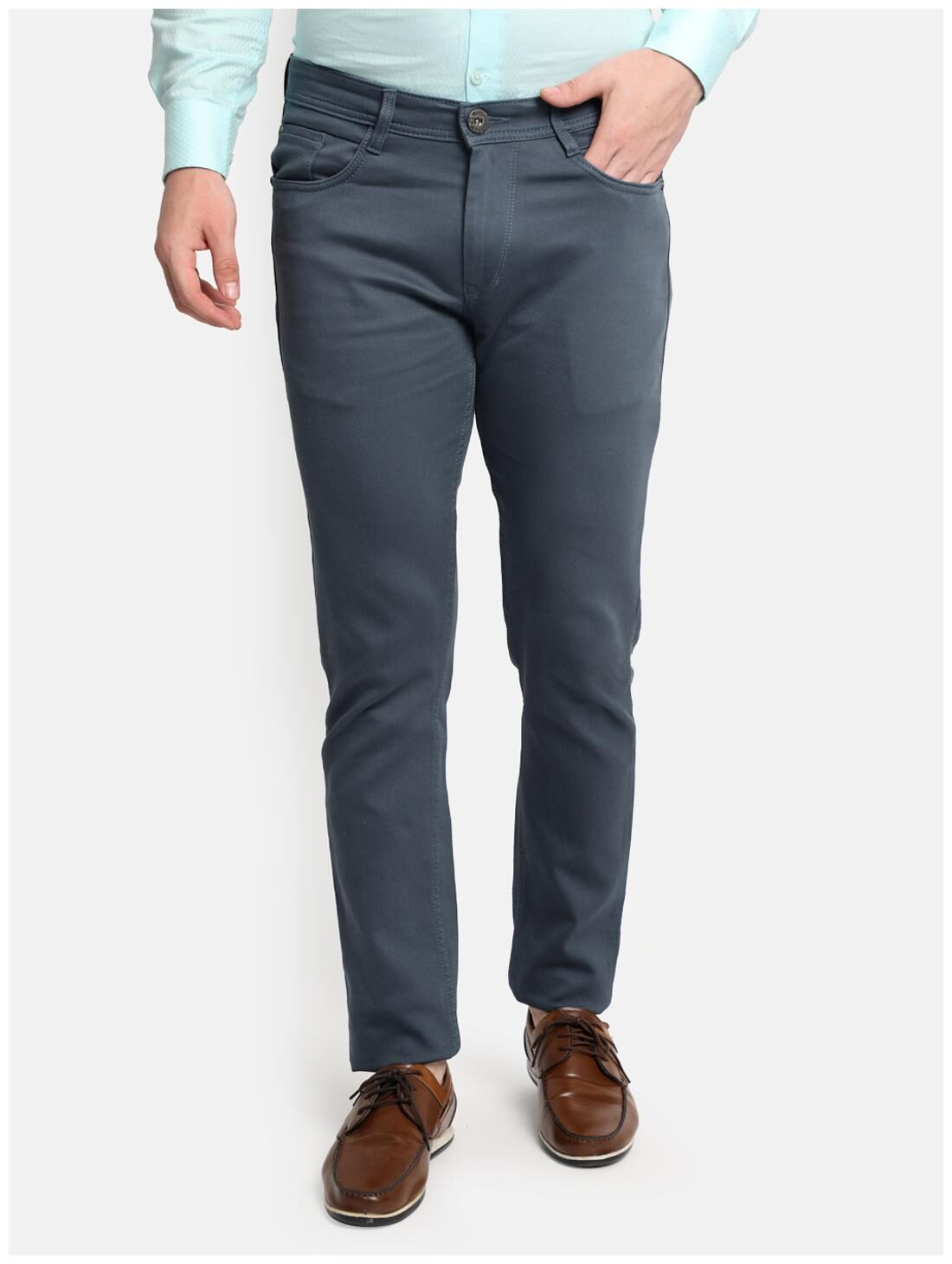 

Monte Carlo Men Grey Solid Slim fit Regular trousers