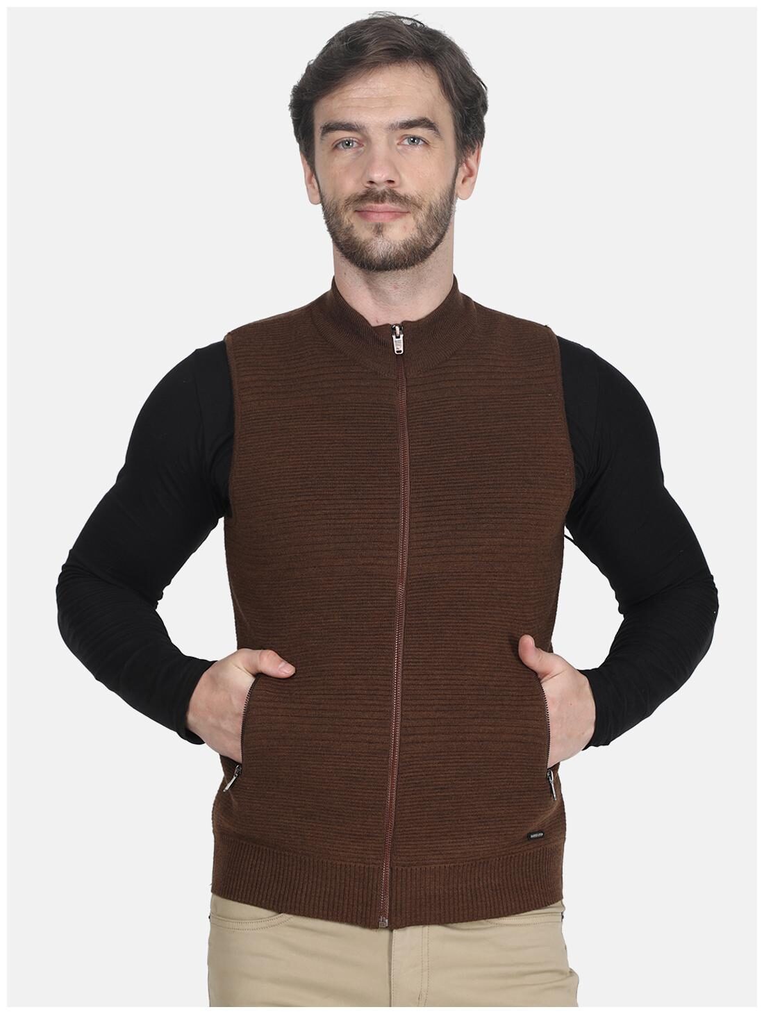 

Monte Carlo Men Brown High neck Longline sweater