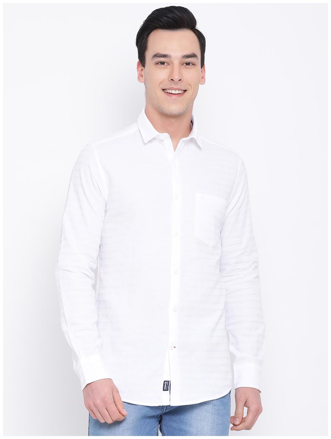 

Monte Carlo Men White Solid Regular Fit Casual Shirt