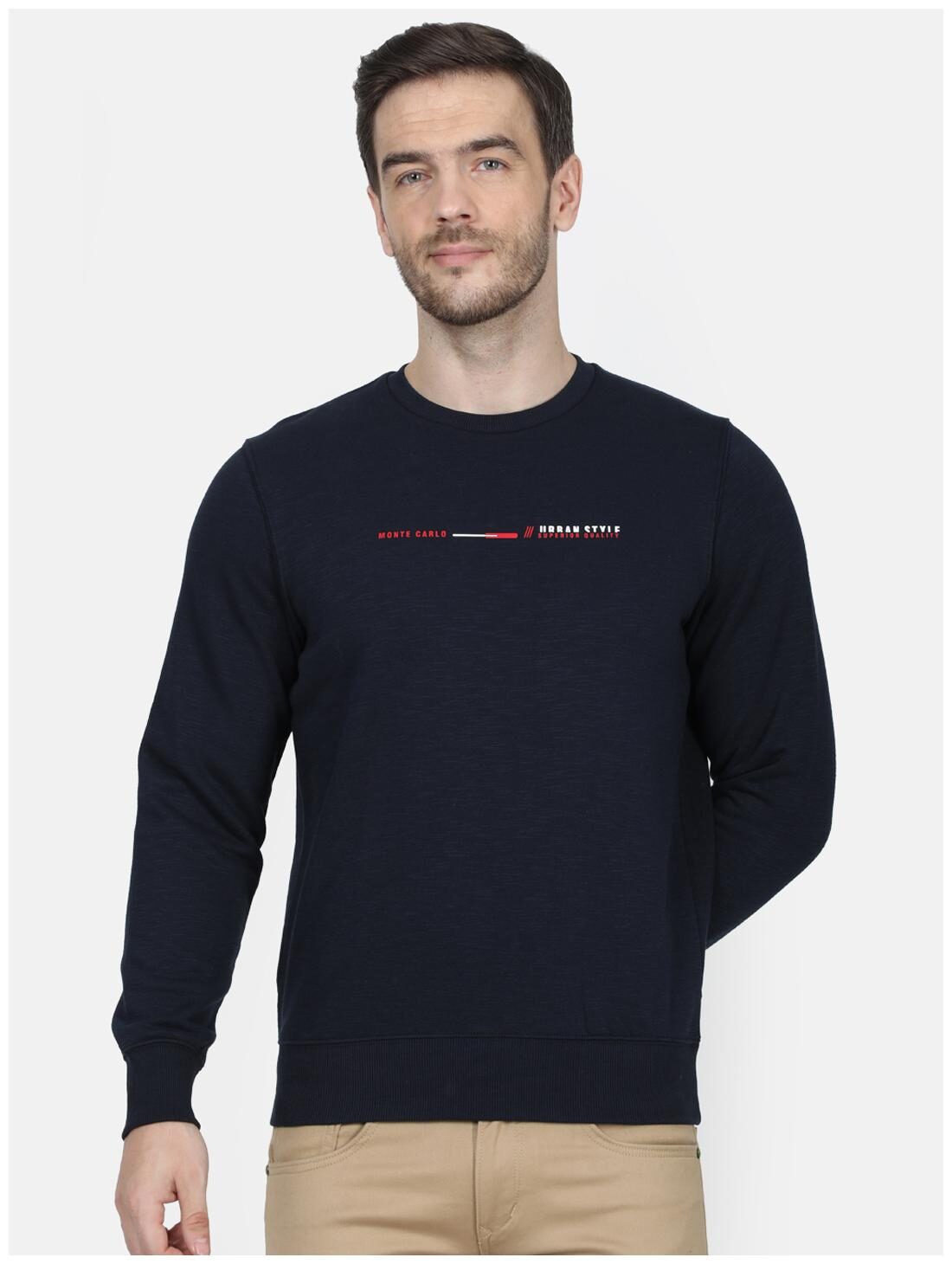 

Monte Carlo Cotton Blend Solid Navy Blue Color Sweatshirt For Men
