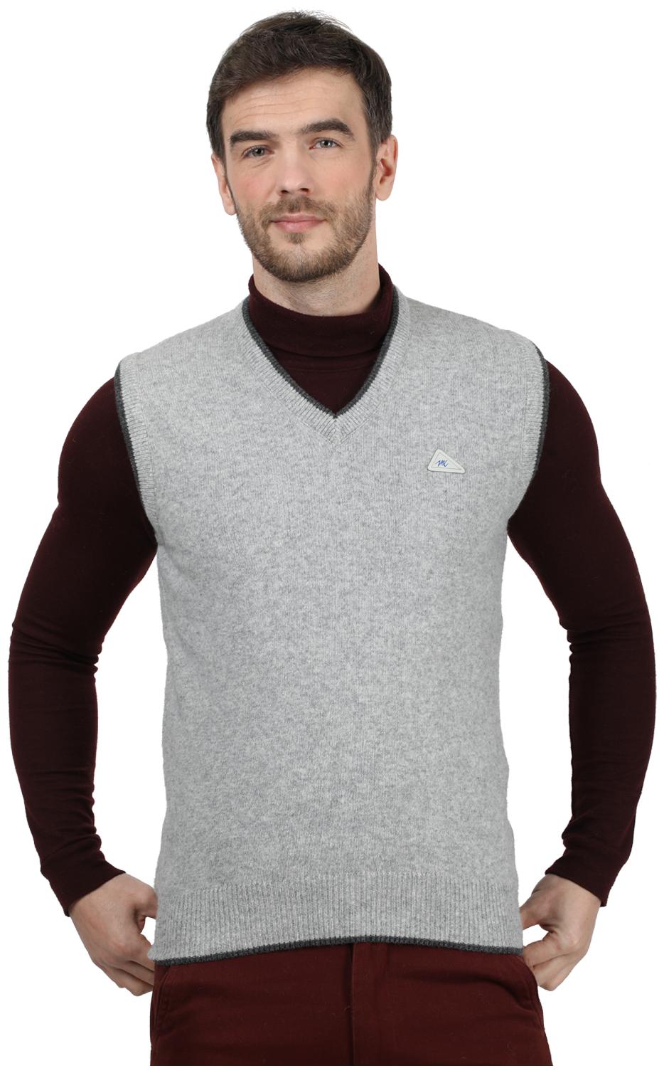 

Monte Carlo Men Grey V neck Front-open sweater