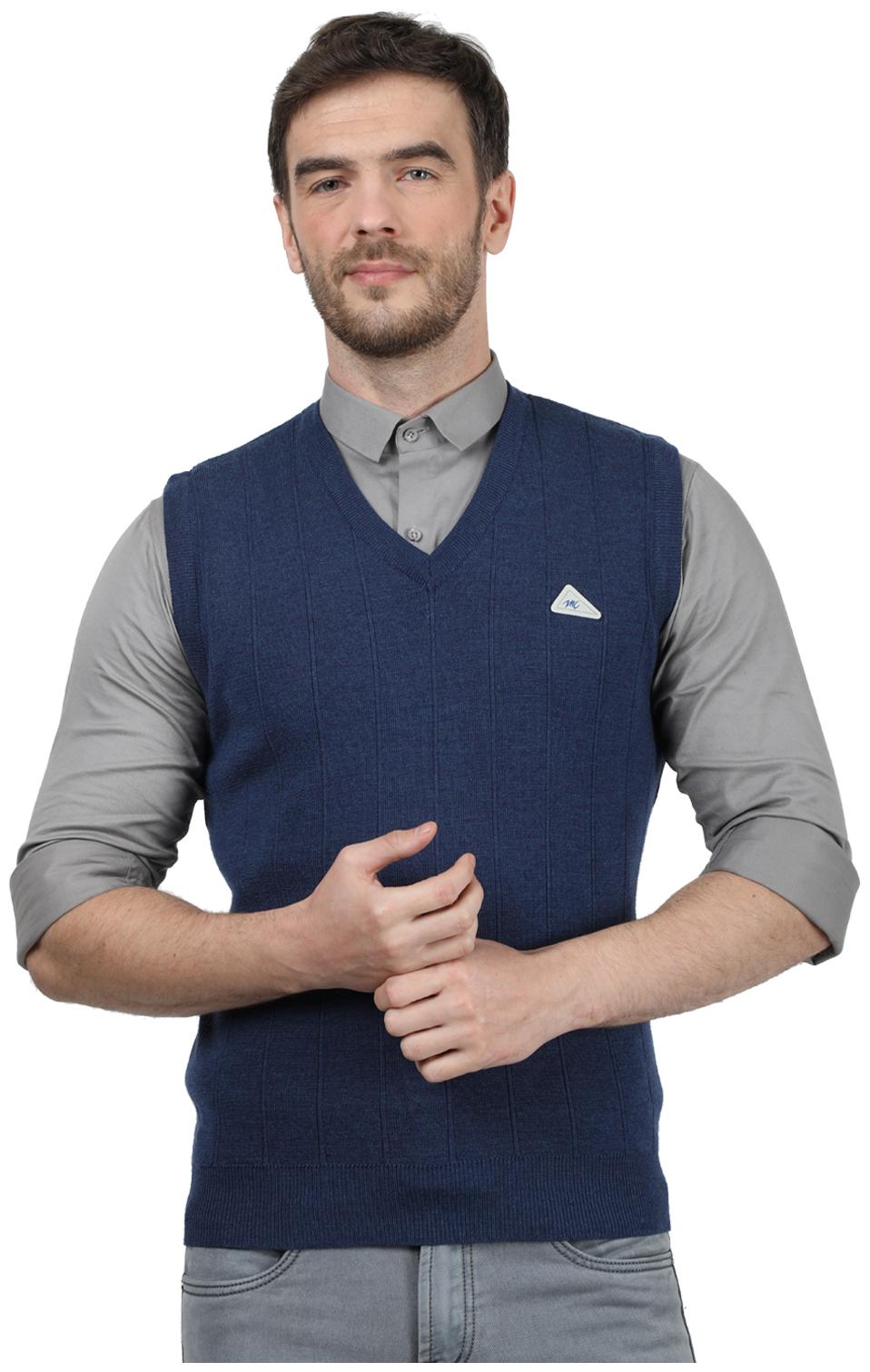 

Monte Carlo Men Blue V neck Front-open sweater