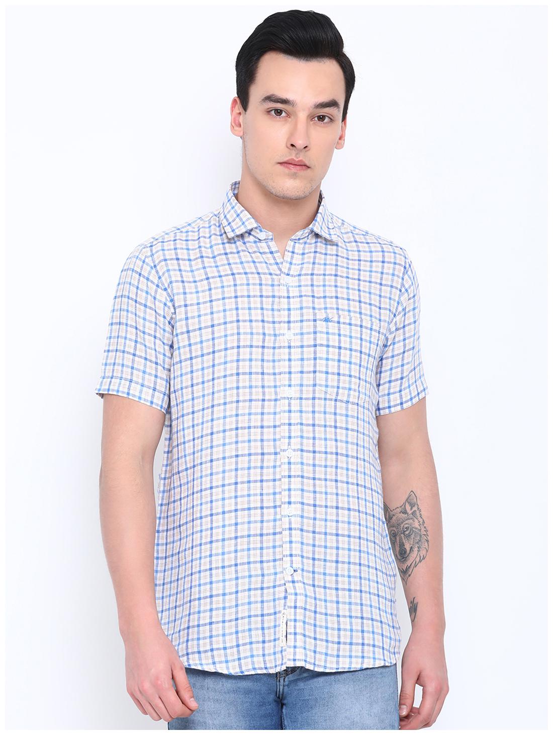 

Monte Carlo Men Blue Checked Regular Fit Casual Shirt