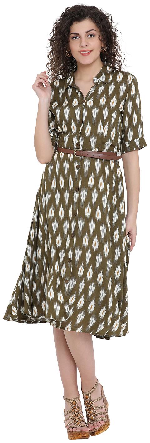 

Monte Carlo Green Printed Fit flare dress