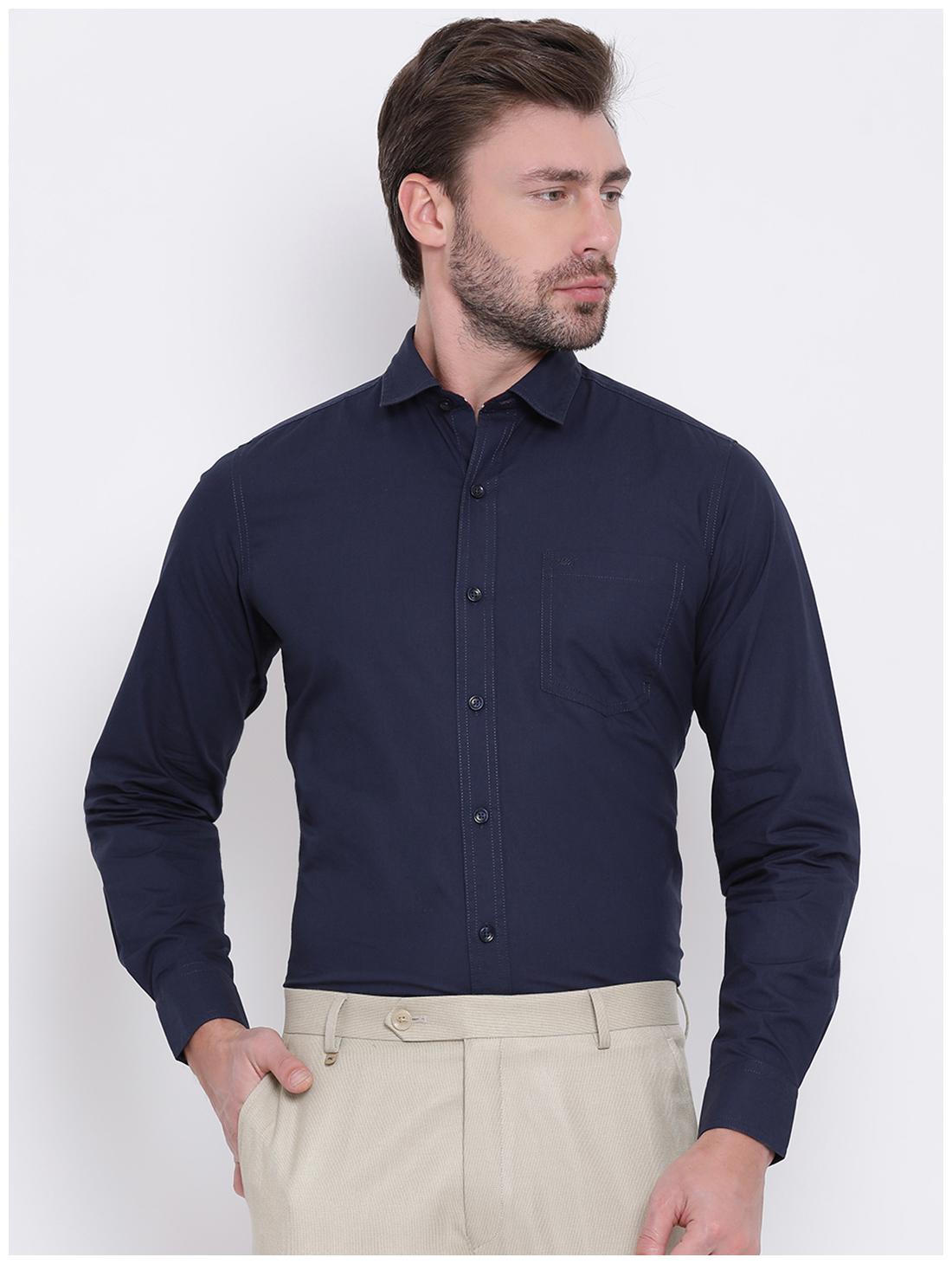 

Monte Carlo Men Navy Blue Solid Slim Fit Casual Shirt
