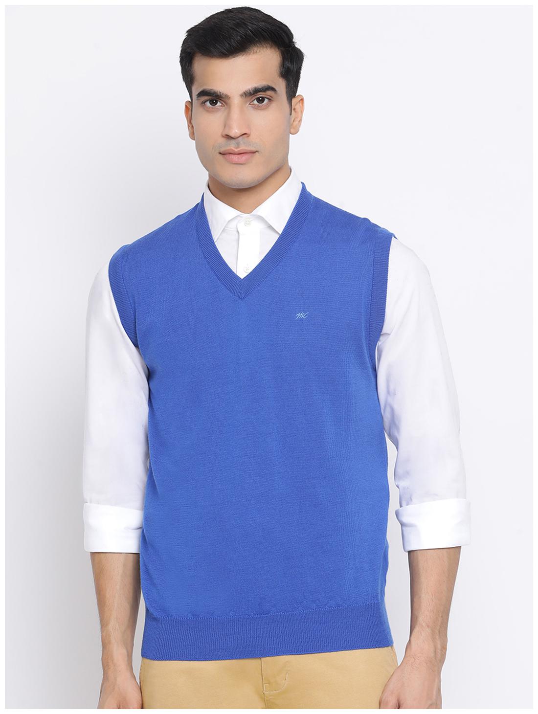 

Monte Carlo Men Blue V neck Front-open sweater