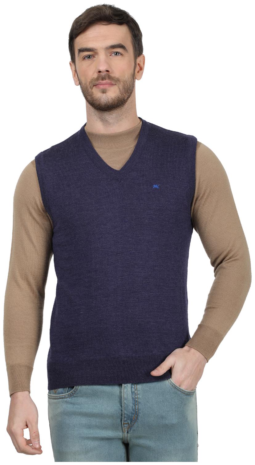 

Monte Carlo Men Purple V neck Front-open sweater