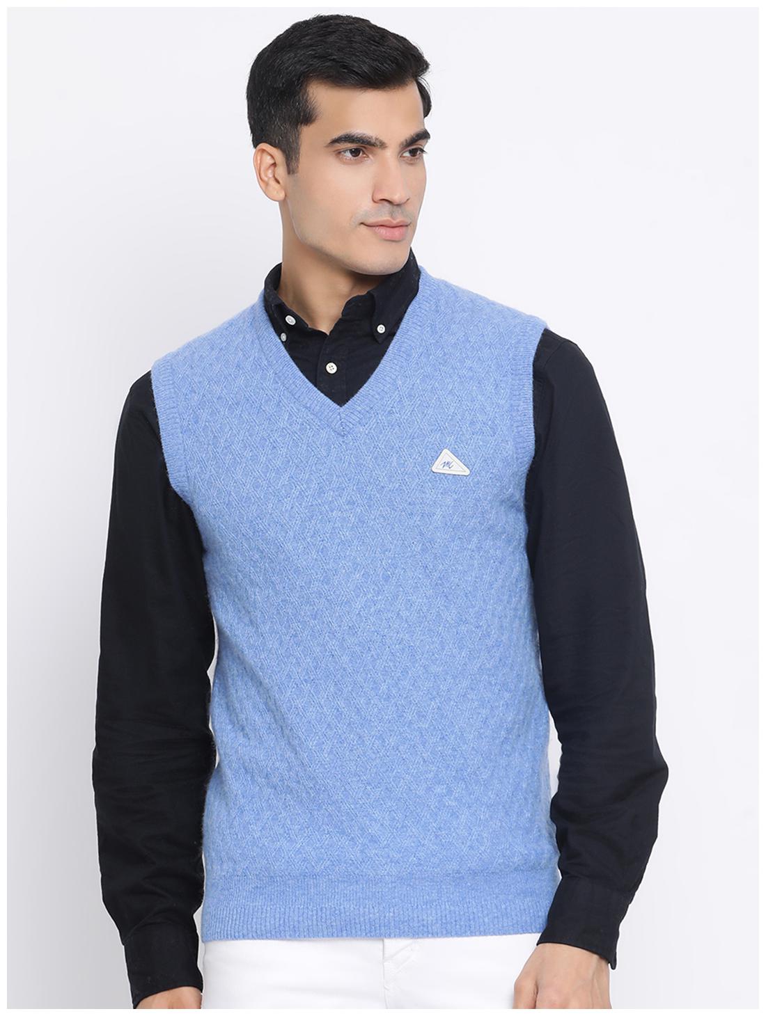 

Monte Carlo Men Blue V neck Front-open sweater