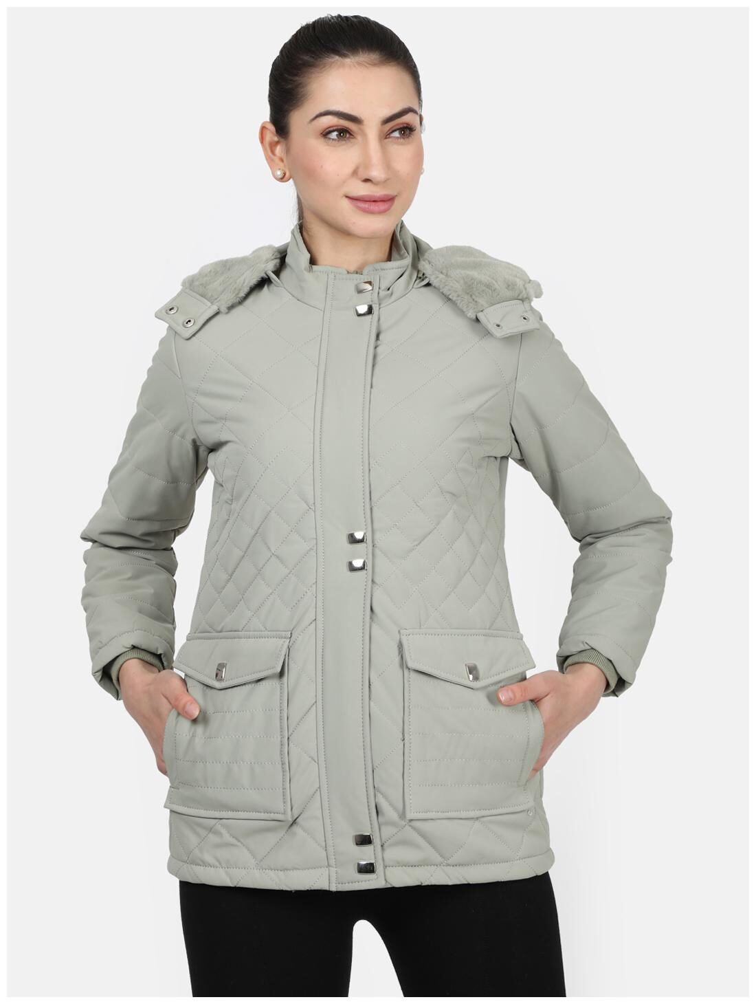 

Monte Carlo Women Solid Bomber Jacket - Grey