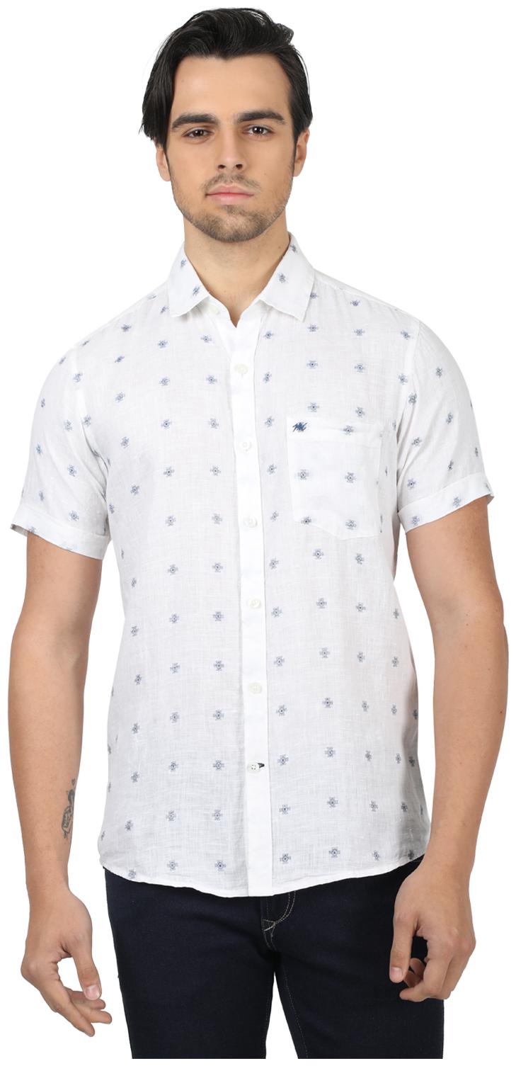 

Monte Carlo Men White Printed Regular Fit Casual Shirt