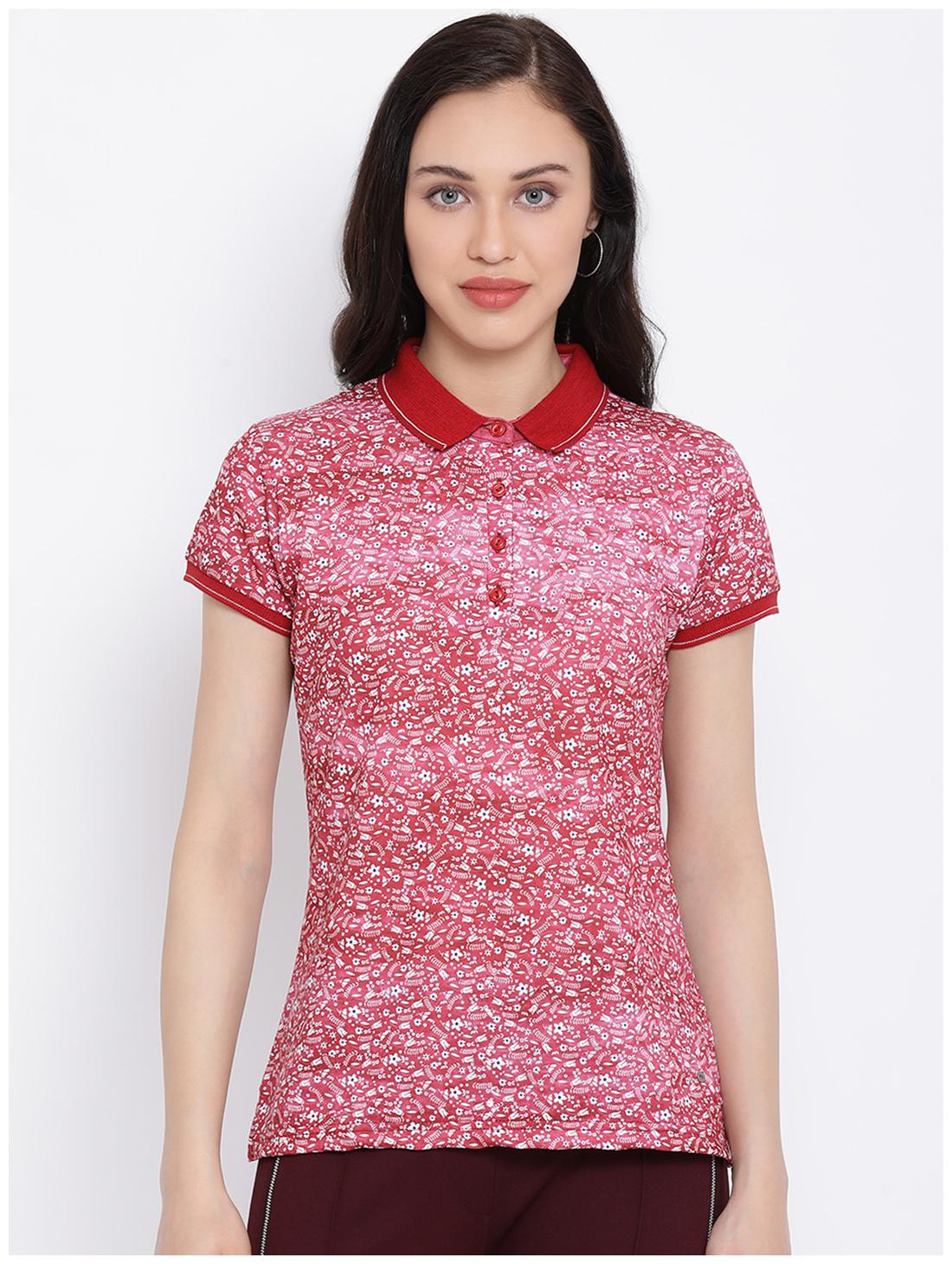

Monte Carlo Women Red Regular fit Polo neck Polyester T shirt