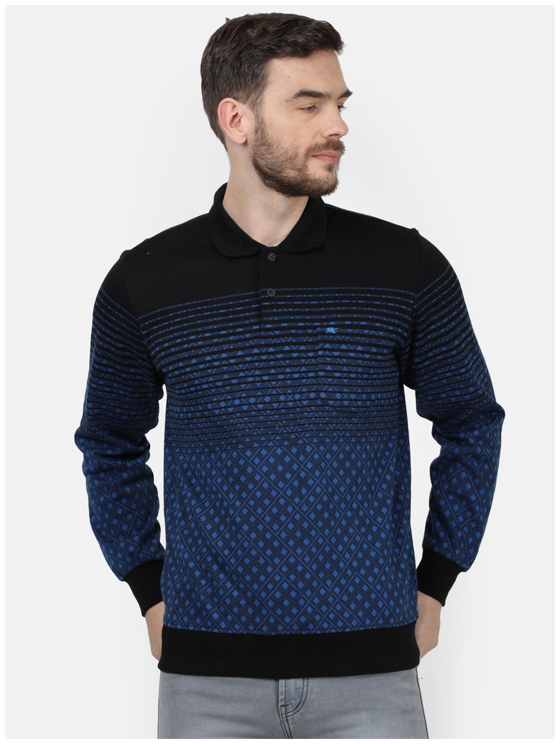 

Monte Carlo Cotton Blend Striped Blue Color Sweatshirt For Men