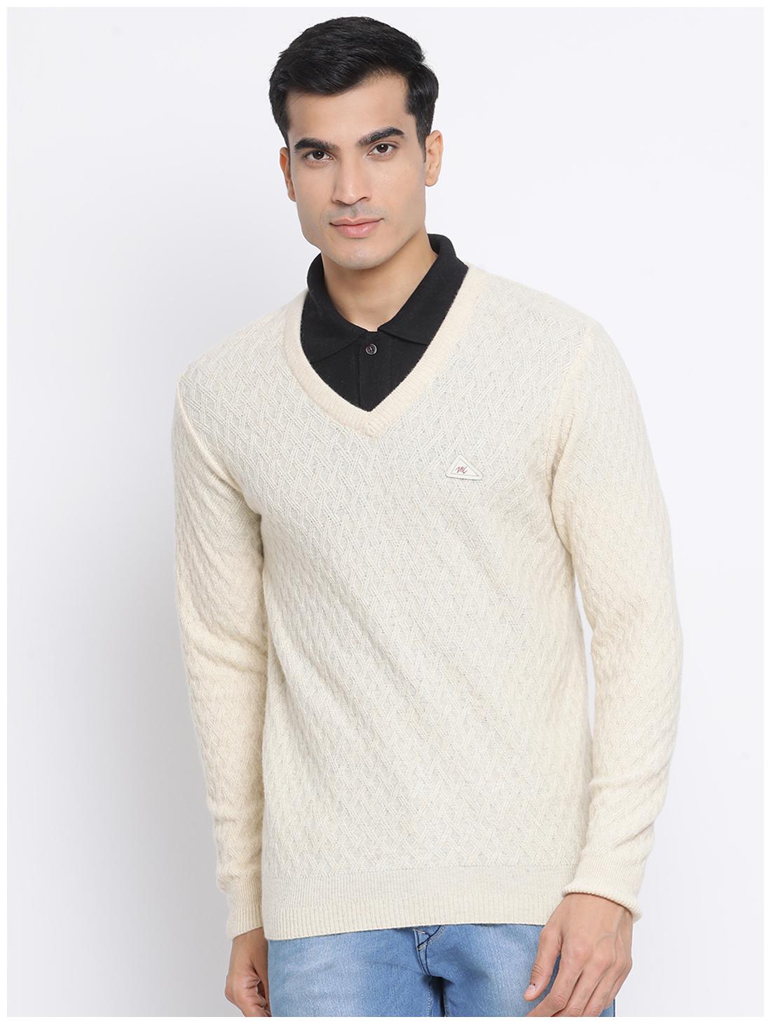

Monte Carlo Wool Cream Self Design Pullover For Men