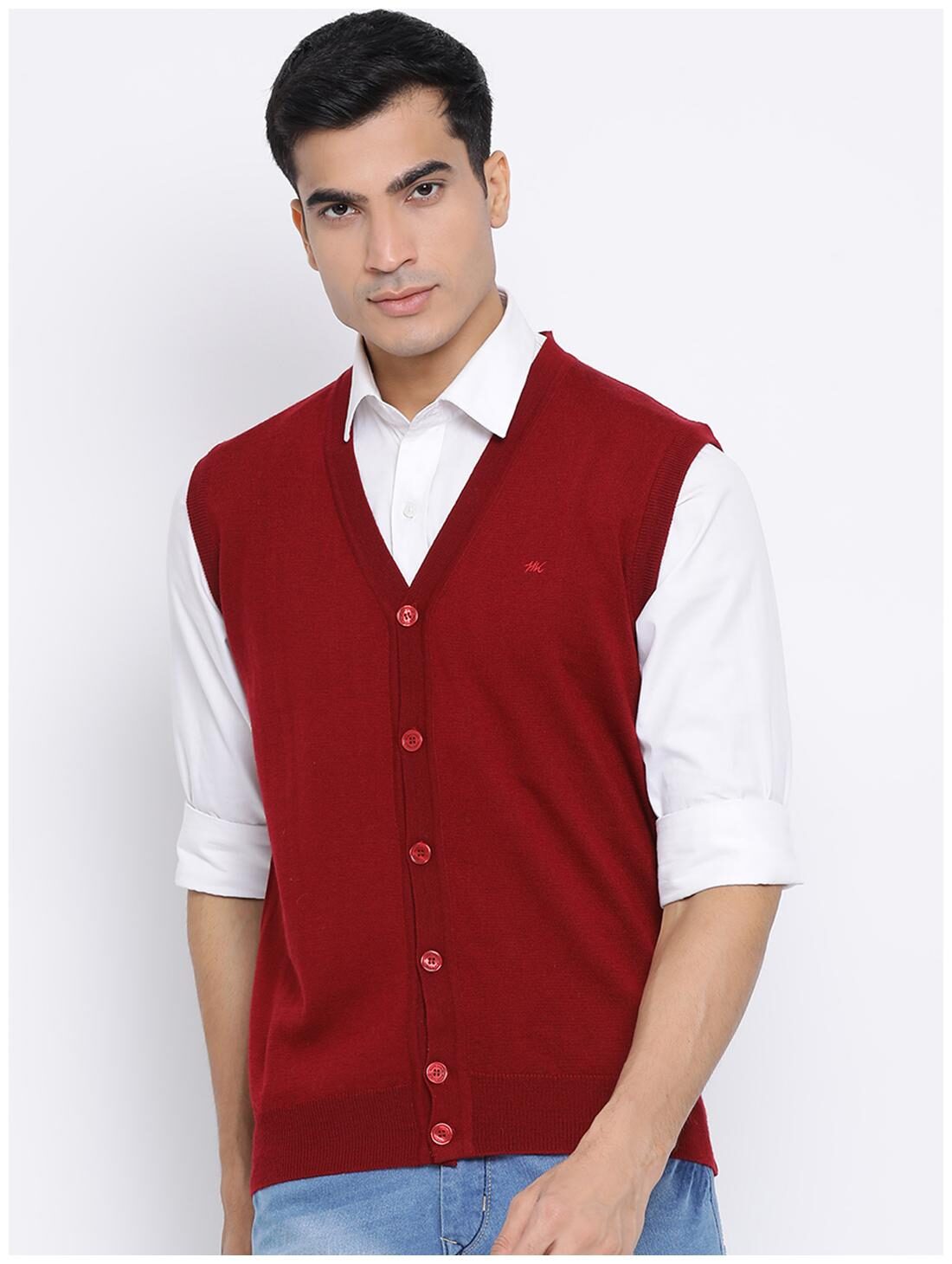 

Monte Carlo Men Red V neck Cardigan