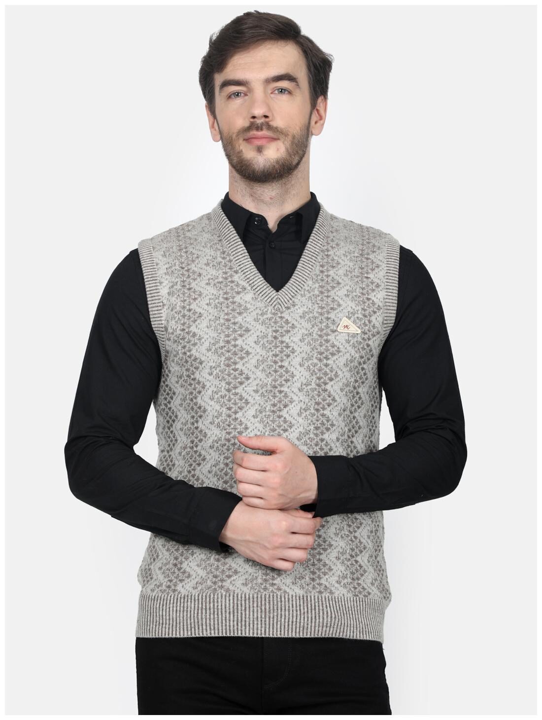 

Monte Carlo Men Grey V neck Longline sweater