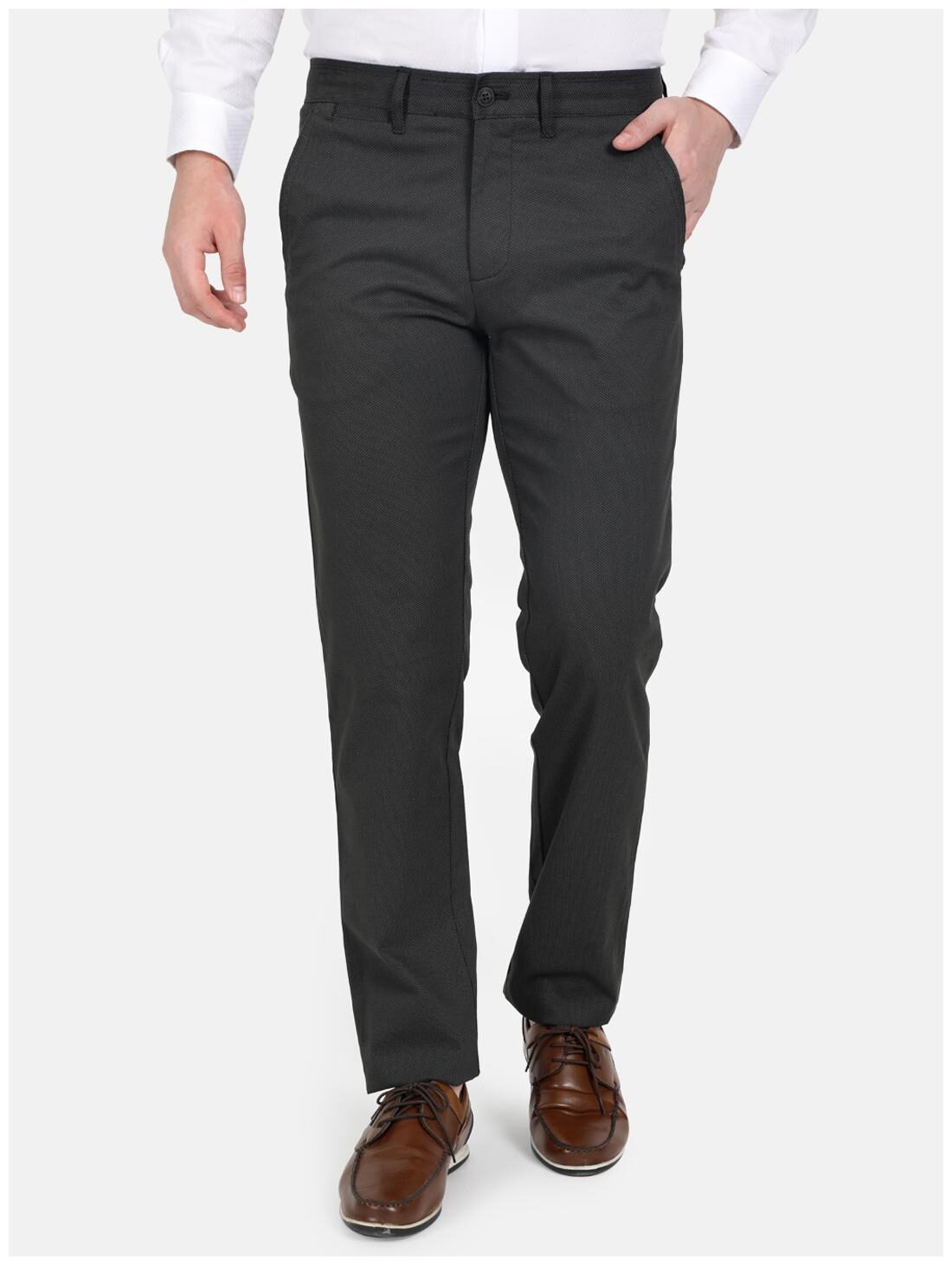 

Monte Carlo Men Grey Solid Slim fit Regular trousers