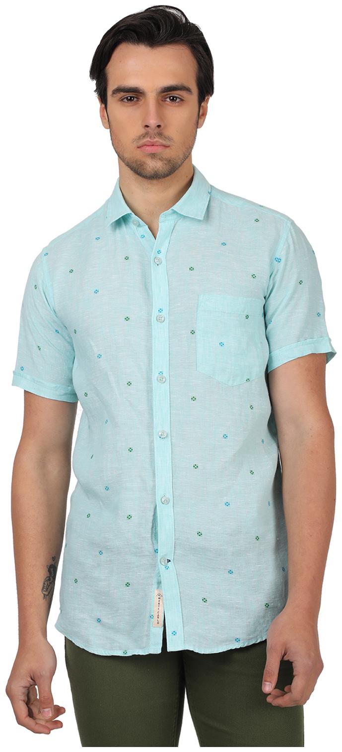 

Monte Carlo Men Blue Printed Regular Fit Casual Shirt