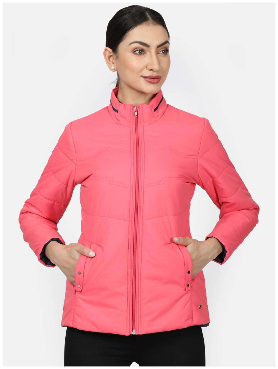 

Monte Carlo Women Solid Regular Jacket - Peach