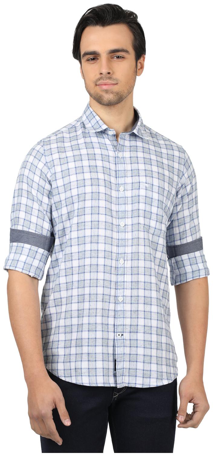 

Monte Carlo Men Blue Checked Regular Fit Casual Shirt