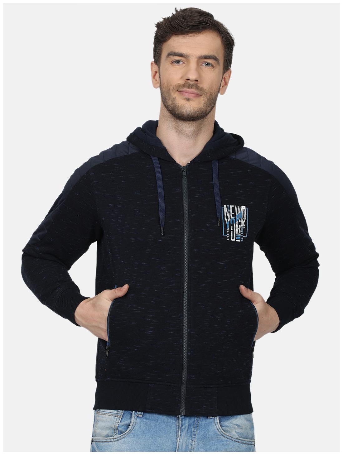 

Monte Carlo Cotton Blend Printed Navy Blue Color Hoodie For Men