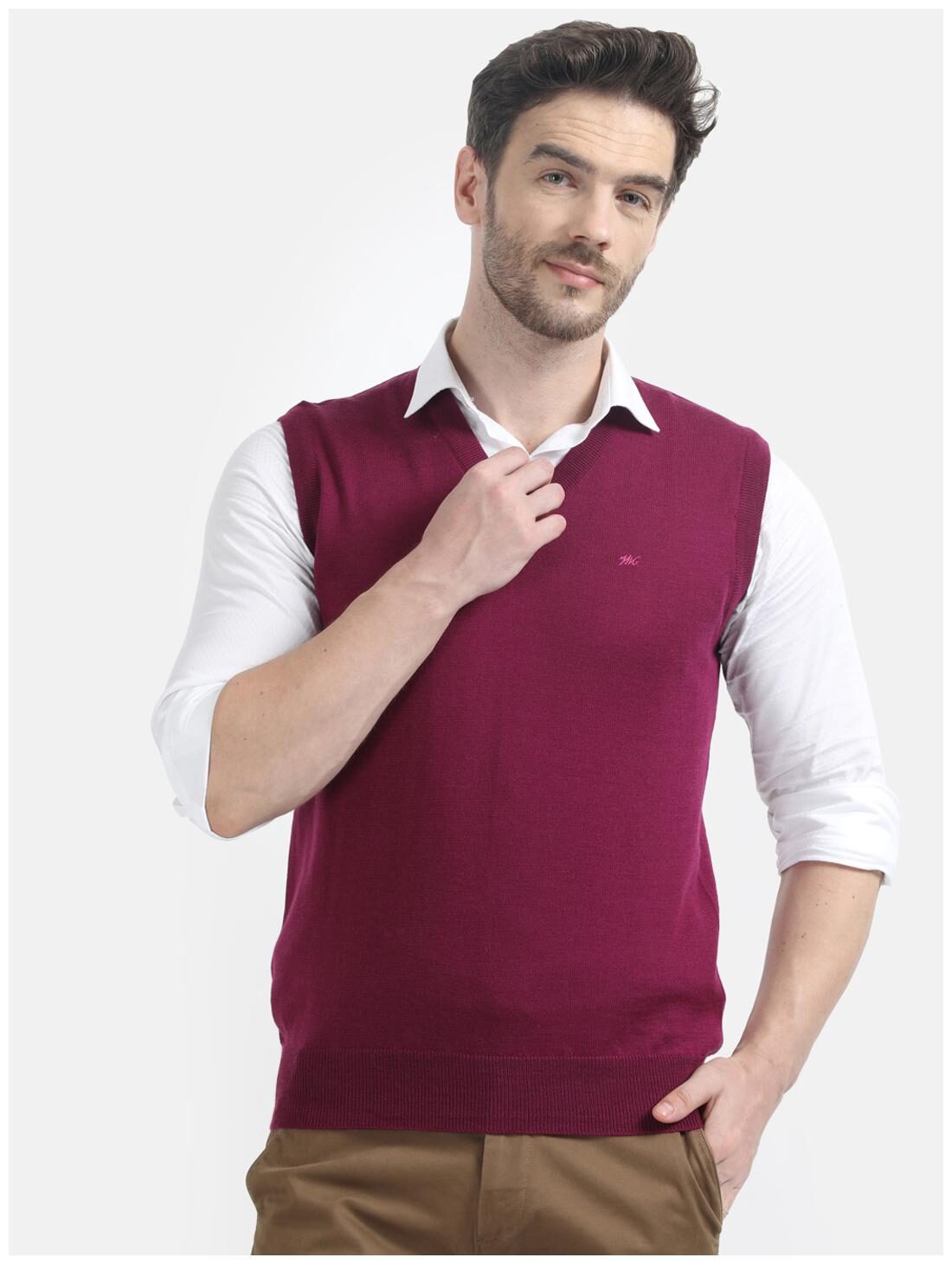 

Monte Carlo Men Pink V neck Longline sweater