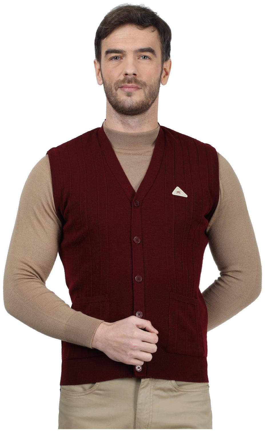 

Monte Carlo Men Maroon V neck Cardigan