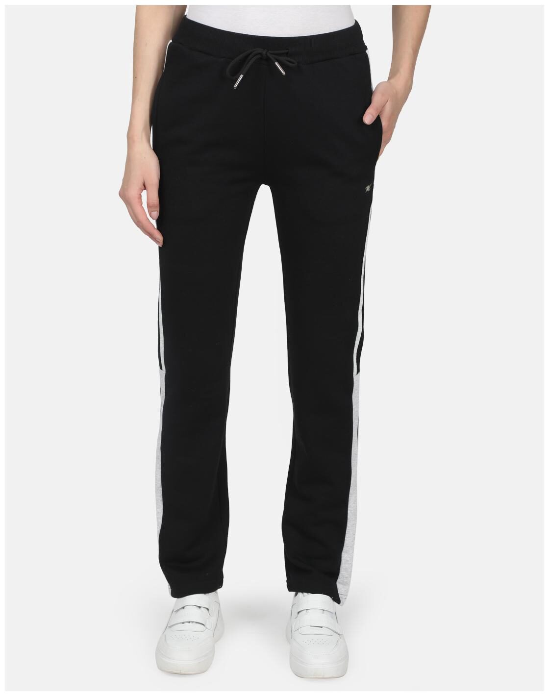 

Monte Carlo Cotton Blend Solid Black Track Pants For Women